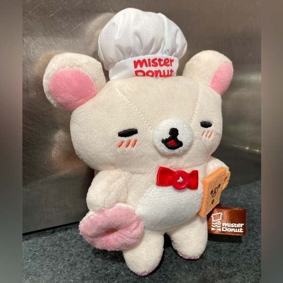 🍩☕️🐻👨‍🍳🎀 15.5cm Limited Edition Mister Donut San-X Korilakkuma Coffee Chef Plush - Picture 2 of 8